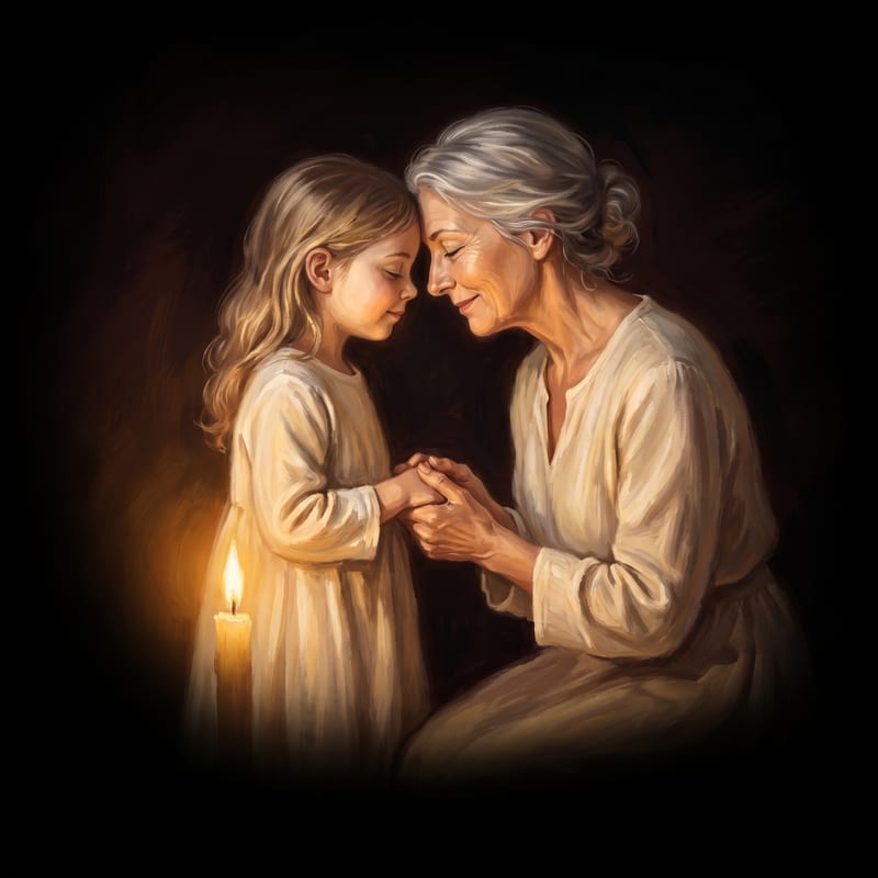A woman holding a little girl close in warm light