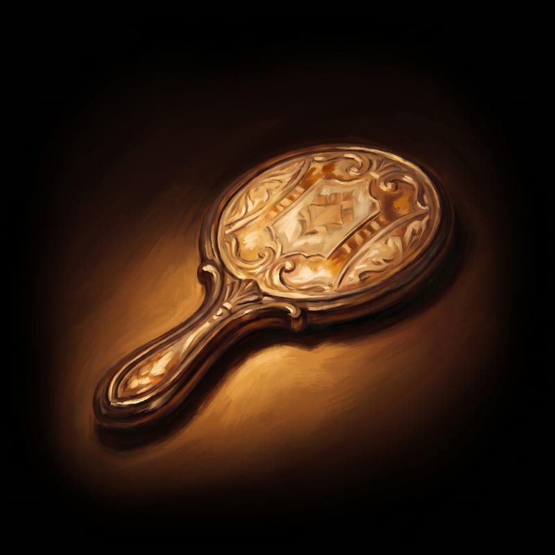 A hand mirror lying face down