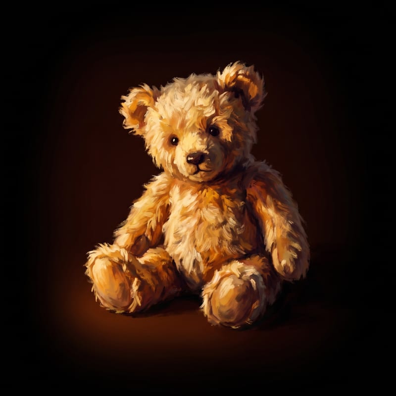 A small worn teddy bear sitting alone