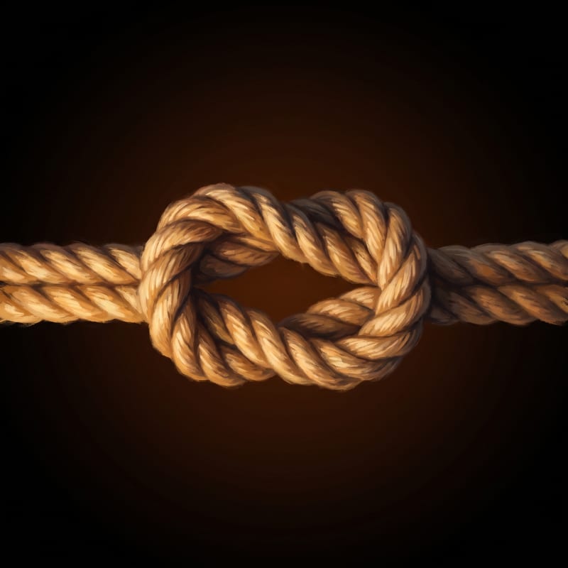 A rope tied in a tight knot