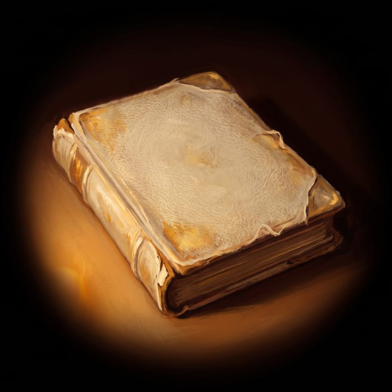 A small closed photo album with worn edges